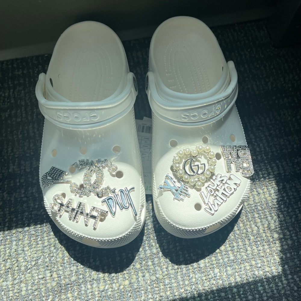 Women size 8 white crocs